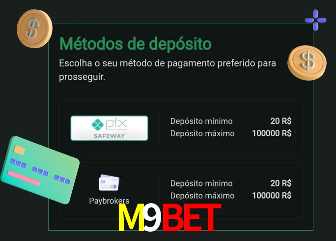 O cassino M9Bet oferece uma grande variedade de métodos de pagamento